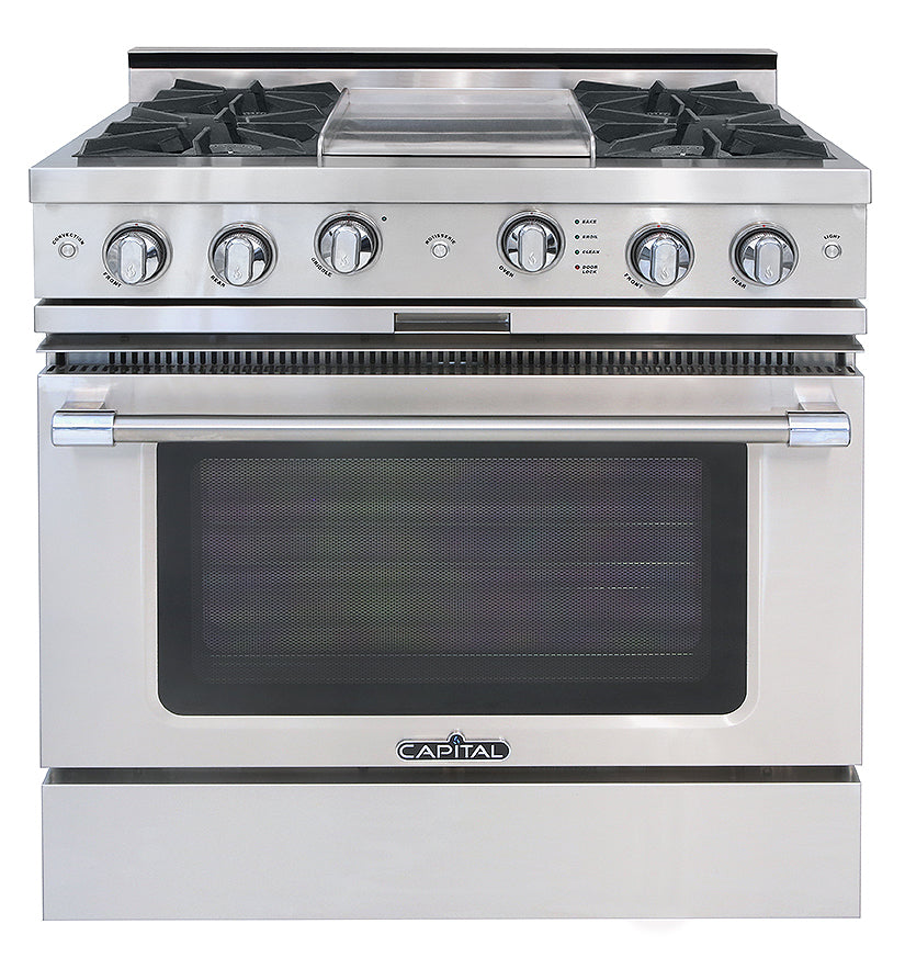 Capital Grand Chef 36" All Gas Range with 4 Open Burners and Griddle
