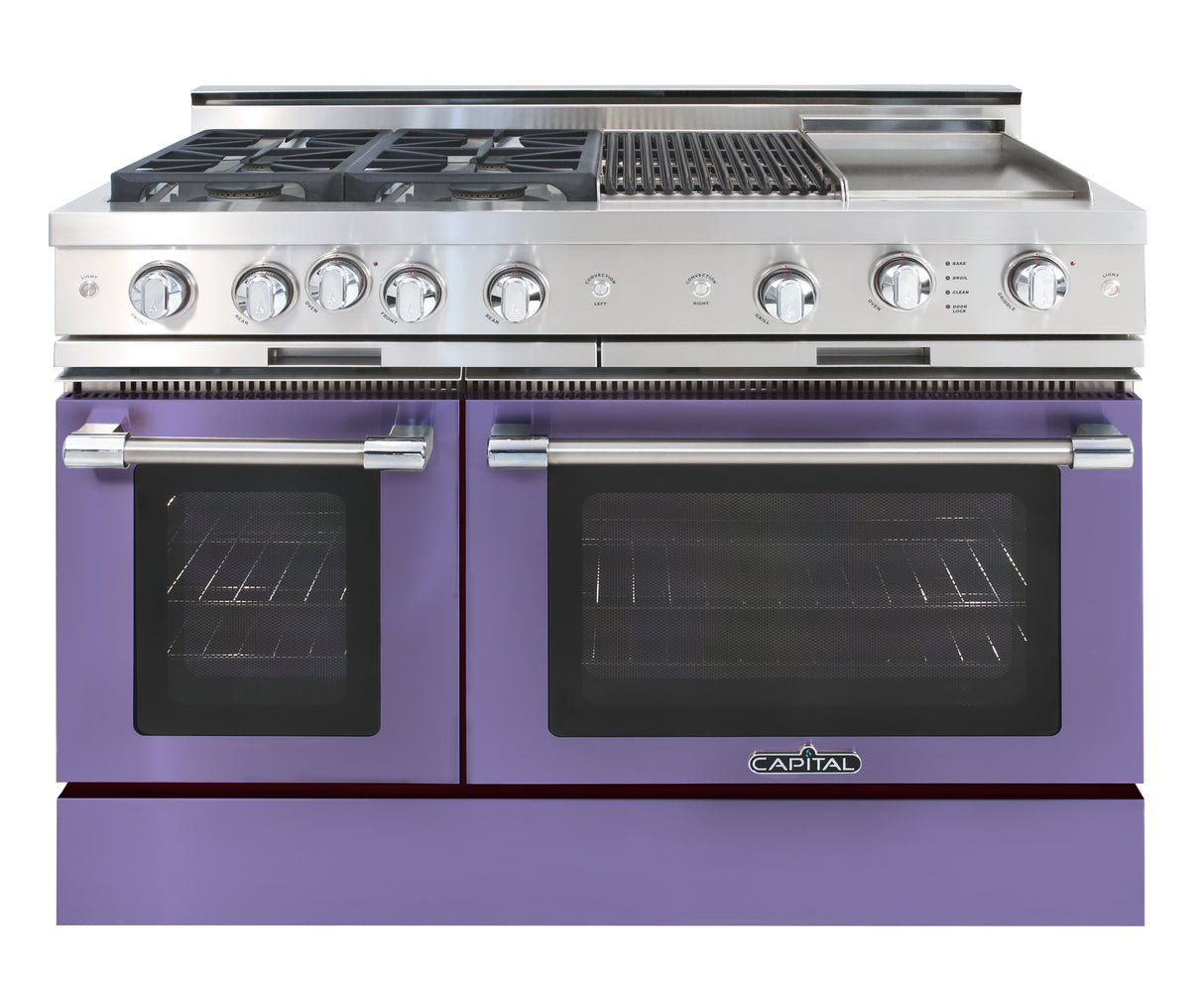 violet  range gas cooktop four burners grill, griddle, double oven