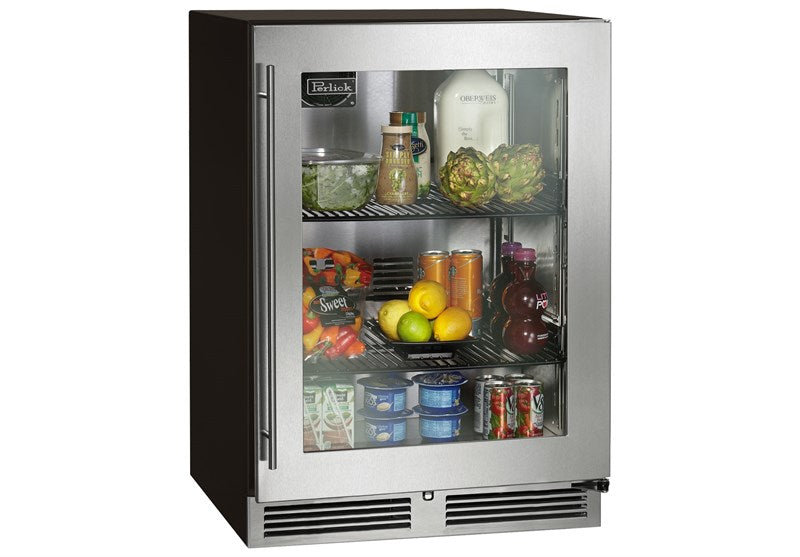 Perlick 24” ADA Stainless Steel Glass Indoor Refrigerator