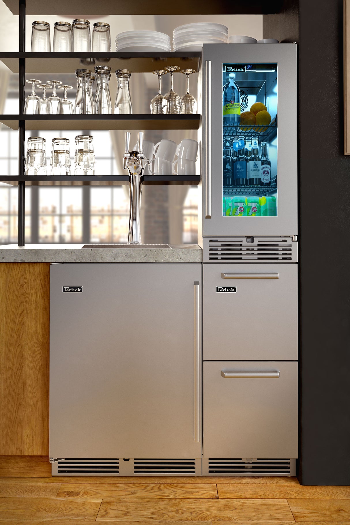 Perlick 24” Stainless Steel Solid Indoor Dual Zone Wine Reserve