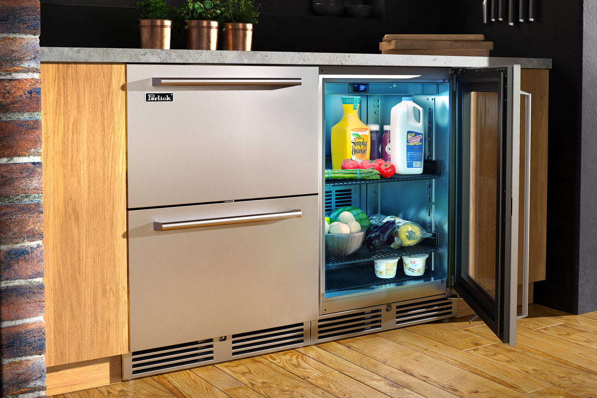 Perlick 24” Stainless Solid Indoor Refrigerator Drawers