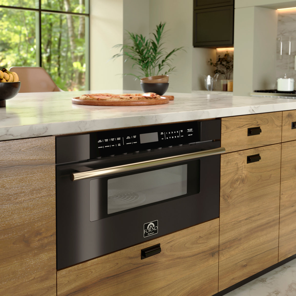 FORNO Capoliveri 30 Inch Black 1000 Watts Microwave Drawer 1.2 cu.ft.