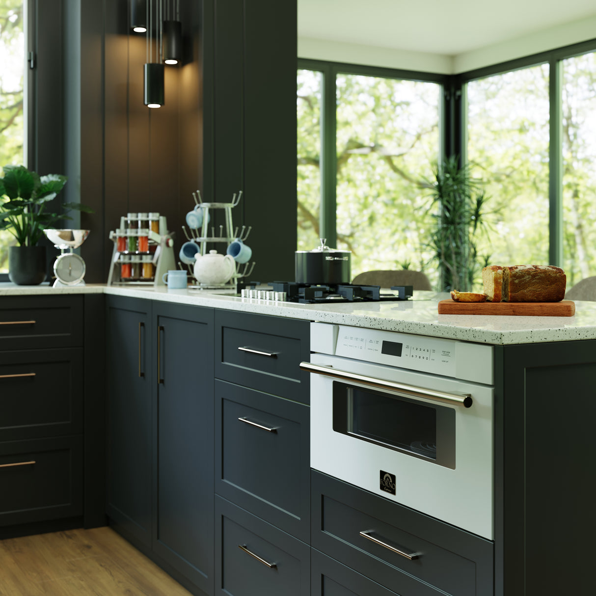 FORNO Oliena 30″ 1750 Watt Compact Oven & 1000 Watt Microwave, 1.6 cu. ft - White