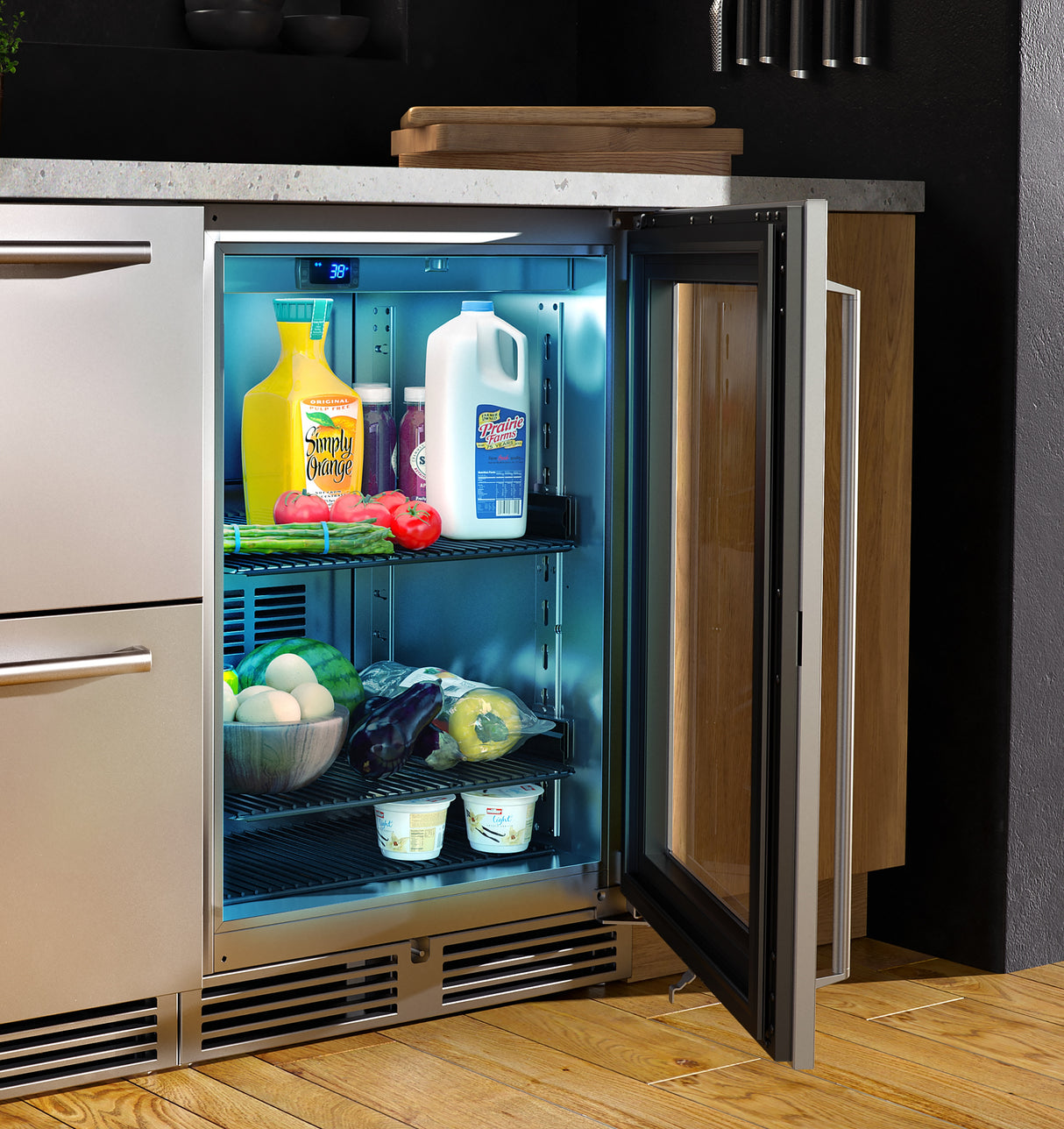 Perlick 24” ADA Stainless Steel Glass Indoor Refrigerator