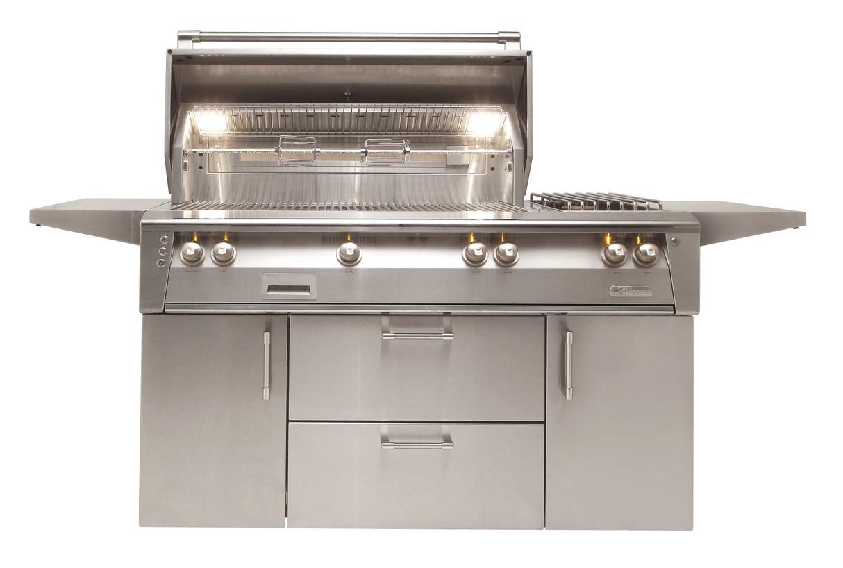 Alfresco 56" Freestanding Grill with Side Burner, LP