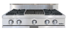 Capital Stainless steel gas range top with four burners and grill