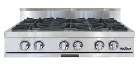 Capital Stainless steel gas range top with six burners 