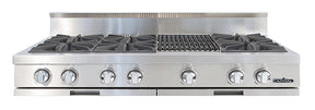 Capital stainless steel gas range top with six burners and grill