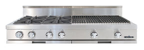 Capital Stainless steel gas range top with four burners and wide grill