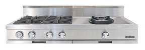 Capital stainless steel gas range top with four burners and specialty wok burner