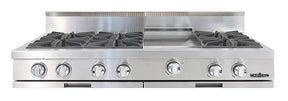 Capital stainless steel gas range top with six burners and griddle