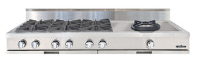Capital Stainless steel rangetop with six gas burners and wok burner