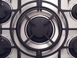 Close-up of a Capital sealed gas stove burner with black grate