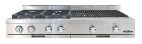 Capital stainless steel gas range top with multiple burners and grill