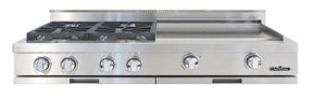 Capital stainless steel gas range with four burners on a white background