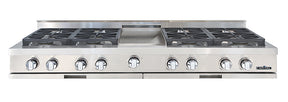 Capital stainless steel gas range top with eight burners and griddle