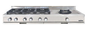 Capital Stainless steel gas range top with six burners and wok burner