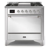 ILVE Majestic II 36" Dual Fuel Range 6 Sealed Burners, Solid Door, Stainless Steel, Chrome Knobs-LP