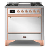 ILVE Majestic II 36" Dual Fuel Range 6 Sealed Burners, Solid Door, Stainless Steel, Copper Knobs-Natural Gas