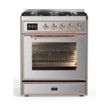 ILVE Majestic II 30" Dual Fuel Range 5 Sealed Burners, Triple Glass Door, Stainless Steel, Copper Knobs-Natural Gas