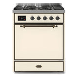 ILVE Majestic II 30” Dual Fuel Range 5 Sealed Burners, Solid Door, Antique White, Burnished Knobs-LP