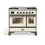 ILVE Majestic II 40" Dual Fuel Range 6 Sealed Burners, Triple Glass Door, Antique White, Burnished Knobs-LP