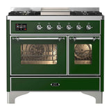ILVE Majestic II 40" Dual Fuel Range 6 Sealed Burners, Triple Glass Door, Emerald Green, Chrome Knobs-Natural Gas