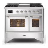 ILVE Majestic II 40" Dual Fuel Range 6 Sealed Burners, Triple Glass Door, Stainless Steel, Chrome Knobs-Natural Gas