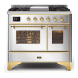 ILVE Majestic II 40" Dual Fuel Range 6 Sealed Burners, Triple Glass Door, Stainless Steel, Brass Knobs-Natural Gas