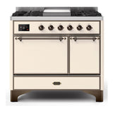 ILVE Majestic II 40" Dual Fuel Range 6 Sealed Burners, Solid Door, Antique White, Burnished Knobs-LP