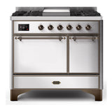 ILVE Majestic II 40" Dual Fuel Range 6 Sealed Burners, Solid Door, Stainless Steel, Burnished Knobs-Natural Gas