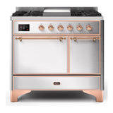 ILVE Majestic II 40" Dual Fuel Range 6 Sealed Burners, Solid Door, Stainless Steel, Copper Knobs-LP