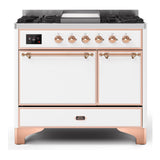 ILVE Majestic II 40" Dual Fuel Range 6 Sealed Burners, Solid Door, White, Copper Knobs-Natural Gas